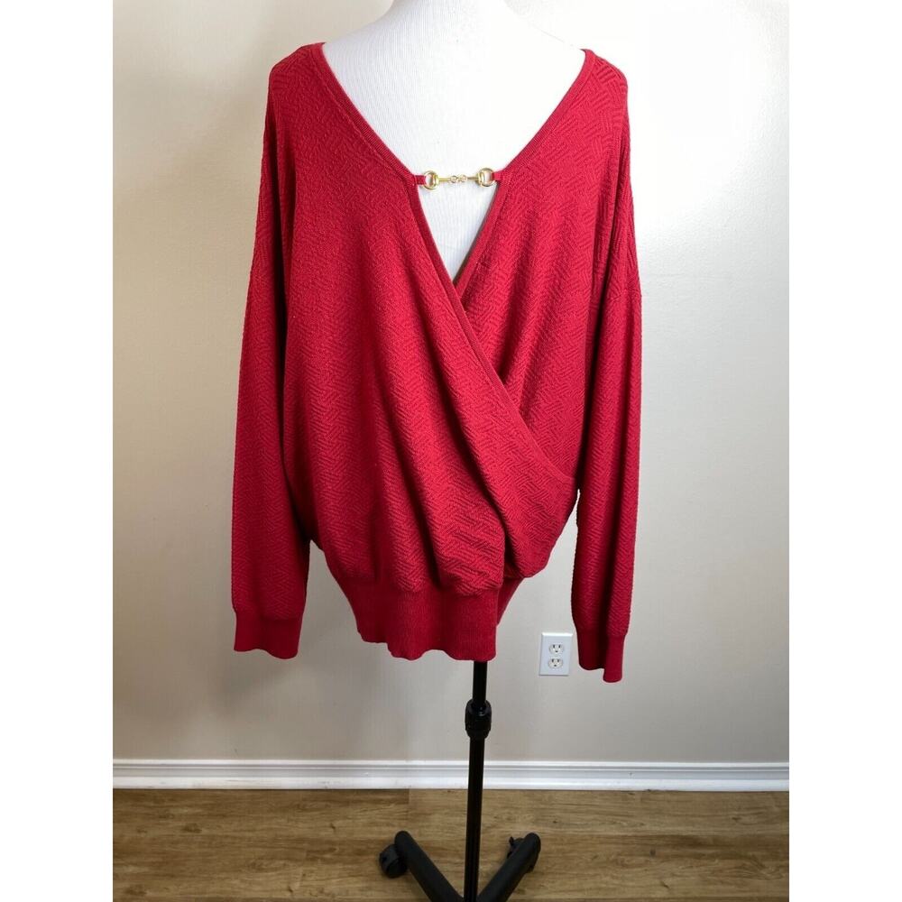 89th + Madison 2 in 1 Sweater Size 3X Fireclay Red Pullover Gold Trim NWT - Picture 12 of 12
